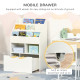 Kids Bookshelf, Toy Organiser, with Storage Drawer, Wheels - White