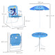Outsunny Kids Outdoor Bistro Table and Chair Set, Folding Garden Furniture w/ Shark Design, Removable, Adjustable Sun Umbrella, 
