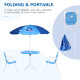 Outsunny Kids Outdoor Bistro Table and Chair Set, Folding Garden Furniture w/ Shark Design, Removable, Adjustable Sun Umbrella, 