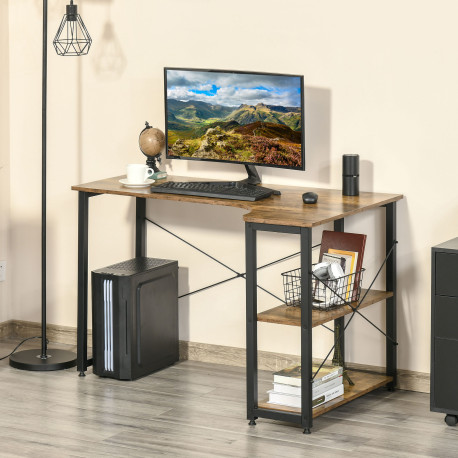 L Shaped Desk, Corner Computer Desk with Bookshelf for Home Office, Study Room, Workstation, 120 x 73.2 x 75cm, Rustic Brown