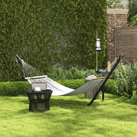Outsunny 9.4ft Hammock Stand with Side Tray Stand, Steel Frame Hammock Net Stand, for String-style, Brazilian-style, Flat-style,