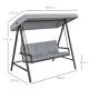 Outsunny Three-Seat Garden Swing Chair, with Adjustable Canopy - Grey