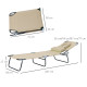 Outsunny Outdoor Foldable Sun Lounger, 4 Level Adjustable Backrest Reclining Sun Lounger Chair with Pillow and Reading Hole, Bei