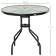 Outsunny Bistro Table Outdoor Round Dining Coffee Table with Parasol Hole, Tempered Glass Top Side Table Patio Garden - 80cm Dia