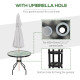 Outsunny Bistro Table Outdoor Round Dining Coffee Table with Parasol Hole, Tempered Glass Top Side Table Patio Garden - 80cm Dia