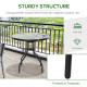 Outsunny Bistro Table Outdoor Round Dining Coffee Table with Parasol Hole, Tempered Glass Top Side Table Patio Garden - 80cm Dia