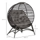 Outsunny Egg Chair with Cushion &amp; Side Pocket - Brown