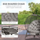 Outsunny Egg Chair with Cushion &amp; Side Pocket - Brown