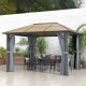 Outsunny 3 x 3.6m Garden Aluminium Gazebo Hardtop Roof Canopy Marquee Party Tent Patio with Mesh Curtains &amp; Side Walls - Grey
