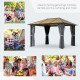 Outsunny 3 x 3.6m Garden Aluminium Gazebo Hardtop Roof Canopy Marquee Party Tent Patio with Mesh Curtains &amp; Side Walls - Grey