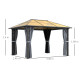 Outsunny 3 x 3.6m Garden Aluminium Gazebo Hardtop Roof Canopy Marquee Party Tent Patio with Mesh Curtains &amp; Side Walls - Grey