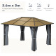 Outsunny 3 x 3.6m Garden Aluminium Gazebo Hardtop Roof Canopy Marquee Party Tent Patio with Mesh Curtains &amp; Side Walls - Grey
