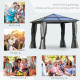 Outsunny 3 x 3(m) Hardtop Gazebo Canopy with Polycarbonate Roof, Aluminium Frame, Permanent Pavilion Garden Gazebo with Netting 