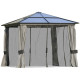 Outsunny 3 x 3(m) Hardtop Gazebo Canopy with Polycarbonate Roof, Aluminium Frame, Permanent Pavilion Garden Gazebo with Netting 