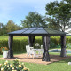 Outsunny 3.6 x 4m Hardtop Gazebo Canopy with Polycarbonate Roof, Aluminium Frame, Permanent Pavilion Garden Gazebo with Netting 