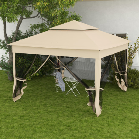 Outsunny 3 x 3(m) Pop Up Gazebo, Double-roof Garden Tent with Netting and Carry Bag, Party Event Shelter for Outdoor Patio, Crea