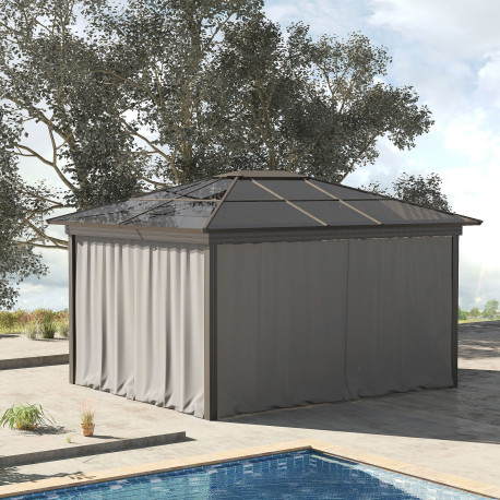 Outsunny Replacement Gazebo Curtains, 4-Panel Gazebo Side Panels Only, for 3 x 3 (M) Gazebos or Pergolas, Hooks/C-Rings Included