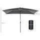 Outsunny 3x2m Garden Parasol Umbrella with Tilt and Crank, Outdoor Sun Shade Canopy with Aluminium Frame and Steel Ribs, Rectang
