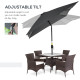 Outsunny 3x2m Garden Parasol Umbrella with Tilt and Crank, Outdoor Sun Shade Canopy with Aluminium Frame and Steel Ribs, Rectang