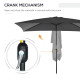 Outsunny 3x2m Garden Parasol Umbrella with Tilt and Crank, Outdoor Sun Shade Canopy with Aluminium Frame and Steel Ribs, Rectang