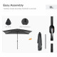 Outsunny 3x2m Garden Parasol Umbrella with Tilt and Crank, Outdoor Sun Shade Canopy with Aluminium Frame and Steel Ribs, Rectang