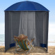 Outsunny 88&quot; Arc 2.2M Fishing Umbrella Beach Parasol with Sides Brolly Shelter Canopy Shade with FREE Carry Bag Blue
