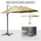 Outsunny 4.5 m Patio Parasol, Large Double-Sided Rectangular Garden Umbrella with Crank Handle, 360° Cross Base for Bench, Outdo