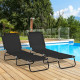 Outsunny Set of Two Metal Frame Folding Sun Loungers - Black