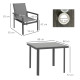 Outsunny Five-Piece Metal Dining Set, with Glass-Top Table - Grey