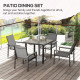 Outsunny Five-Piece Metal Dining Set, with Glass-Top Table - Grey