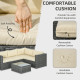 Outsunny 3 Pieces PE Rattan Garden Furniture Set with 10 cm Thick Cushions, 4 Seater Garden Corner Sofa Set with Glass Top Coffe