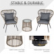 Outsunny 3 Pieces Rattan Bistro Set, Wicker Garden Furniture Set with Cushions, Glass Top Coffee Table and Chairs for Outdoor, P