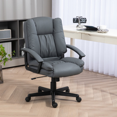 Office Chair, Computer Desk Chair, Mid Back Executive Chair with Adjustable Height and Swivel Rolling Wheels for Home Study, Dar