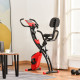 2-in-1 Folding Exercise Bike with 8-Level Magnetic Resistance, Arm Resistance Band, Pulse Sensor, Red