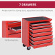 DURHAND 7-Drawer Rolling Tool Chest on Wheels, Lockable Tool Cabinet with Side Handle, Metal Tool Box Trolley for Garage, Worksh