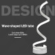 Modern Wave-Shaped LED Table Lamp with Round Metal Base for Living Room, Bedroom, Study, Dining Room, Office, Cool White 6000K, 