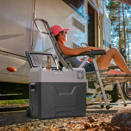 Car Refrigerator, Portable 12/24V 50 Litre Compressor Fridge Freezer, Electric Cooler Box for Camping, Travel, Picnic, Down to -