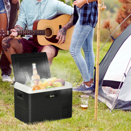 Outsunny 40L Car Refrigerator, Portable Compressor Car Fridge Freezer, Electric Cooler Box with 12/24V DC and 110-240V AC for Ca