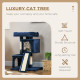 PawHut Sisal Cat Rest &amp; Play Activity Tree w/ 2 House Navy Blue