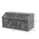 PawHut Hamster Cage, Wooden Small Animal Cage for Gerbils, Mice w/ Suspension Bridge, Openable Top, Hut, 85 x 45 x 44cm - Grey