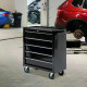 5-Drawer Tool Chest with Wheels, Steel Lockable Tool Storage Cabinet with Handle, 2 Keys for Garage, Workshop, Black