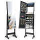 Lockable Jewelry Armoire Organizer with Rimless Full-Length Mirror