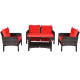4 Pieces PE Rattan Patio Conversation Set