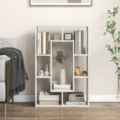 7-Cube Geometric Bookshelf Open Bookcase with Anti-Toppling Device
