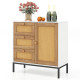 Rattan Sideboard Buffet Cabinet with 1 Door and 3 Drawers