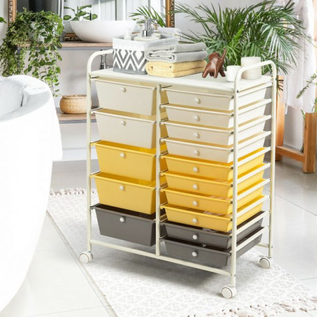 15 Drawer Rolling Storage Cart with 4 Wheels for Beauty Salon