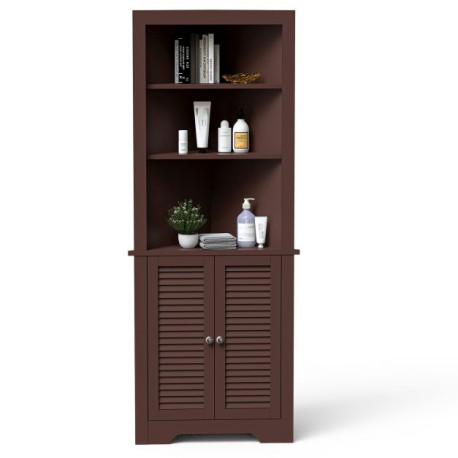 Freestanding Bathroom Corner Cabinet with Shutter Doors