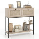2-Tier Console Table with Rattan Drawers and Open Storage Shelf