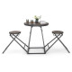 3-Piece Round Table and Stool Set with 2 Foldable Stools