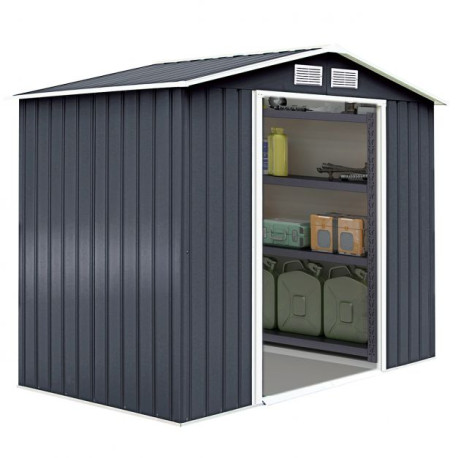 Galvanized Metal Garden Shed with Foundation
